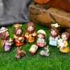 Dekoratif nesneler figürinler 10 adet reçine kutsal aile doğuşu figürin seti İsa figürin Noel süsleri dekor doğuş sahne 231109