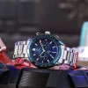 새로운 레저 석영 시계 스틸 벨트 캘린더 시간 스포츠 시간 감시 남성 방수 광 사업 손목 시계