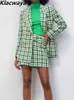 2ピースドレスKlacwaya Tweed Suit Skirt Set women Elegant2 Office Suits Blazer Sハイウエストスカート230413