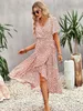 Casual jurken dames vintage boho bloemenprint zomerjurk vrouwen casual losse vakantie strand lange jurk vrouwen zonsondergang vrouwelijk gewaad vestidos230413