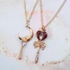 Anime Sailor Pendant Necklace Women Crystal Pearl Love Heart Moon Wand Necklaces Pendants Cartoon Sailormoon Jewelry Colar Y0301