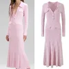 Nouveau Col POLO rose auto * p-ortrait coupe cintrée tricotée manches courtes robe longue robe Yuan