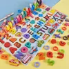 Learning Toys Montessori Educational Wooden Children Busy Board Math Fishing Children s Preschool Toy Counting Geometry 230412