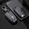 Key Rings Carbon Fiber ABS -auto Key Case voor Ford Mustang 2018 EcoSport 3 4 Knoppen Remote Fobs Shell Cover Toets