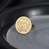 Anneaux de mariage AYATUL KURSI personnalisé rond arabe anneaux Alhamdulillah 18K plaqué or personnalisé bijoux pour femmes Islam musulman arabe cadeau 231102