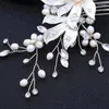 Hårklipp floralbrid handgjorda trådbundna strassar kristall sötvatten pärlor blommor bröllopskam brudhuvudstycken tillbehör
