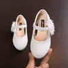 Sneakers Baywell Childrens Girl S Shoes Pearl Flower Design Kids Princess Toddler Baby Girls Flat Party and Wedding Shoe 230412