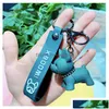 6 Colors Fashion Leather Cord Keychain Cute French Bldog Animal Dog Keyring Holder Bag Charm Trinket Accessories Drop Delivery Dhunt