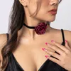 Rose Blume Schlüsselbein Kette Halskette für Frauen Sexy verstellbar Seil Choker Mi Schmuck Geschenk Y2K Zubehör