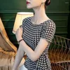 Kvinnor BLOUSES KVINNA SPRING SOMMER STELLS LACE SHIRTS Lady Casual Corte Sleeve O-Neck Plaid Tryckt Blusa Topps DD9541