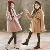 Coat FallWinter 2023 girls woolen jacket fashion stitching plaid design girl's long coat girl kids 412 years old 231113