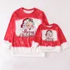 Passende Familienoutfits Girlymax Winter Merry Christmas Baby Girls Mommy Me Leopard Santa Snowman Boutique Gebleichte T-Shirts Kinderkleidung Langarm 230412