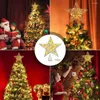 Juldekorationer Guldträd toppstjärna ljus järn glitterpulver topper för hem navidad ornament år dekoration