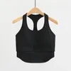 Yoga Outfit Women's Racerback Longline Sports Bras Built In Bra Top Push Up Workout Cut Out Back Curved Hem Fitness Crop Tank Tops