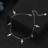 Anklets Orsa Klejnoty 925 Srebrny łańcuch kabla 1 mm z 5,4*11 mm Cross Ankl Biżuteria do kobiet Prezent urodzinowy SA28 Q231113