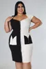 Robes de grande taille femmes 5xl robe patchwork fermeture éclair moulante élégante 2023 été soirée jupes dame mode vêtements en gros