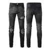 Designer men's jeans Men's purple jeans men's embroidered stitching pants skinny jeans wide leg pants women's ripped denim straight fashion street wear slim jeans