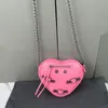 Coeur Amour Sac Chaîne Sacs À Bandoulière Designer Sac À Main Zipper Portefeuille Vache En Cuir Véritable Argent Matériel Lettre Imprimer Lady Cross Body Purse Haute Qualité