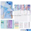 Fournitures de classement en gros A6 Pu Budget Binder avec 12 pcs Zipper Cash Enveloppes Feuilles Étiquette Autocollants Organisateur d'argent pour économiser Bud Dhppk