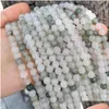 Otro estilo Natural Hielo Jade Perlas sueltas Sin optimizado Seda azul Blanco Collar redondo Pulsera Semi-acabado Joyería de bricolaje hecha a mano Dro DH3AB