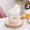 Tassen Keramik Kaffeetasse und Untertasse Löffel Set Tasse Handbemalt Goldrand Home Afternoon Tea