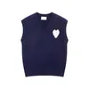 Amiparis Sweater Amis Knit Jumper Vest Sweat Fashion V Neck Sleeveless Winter AM I Paris Big Heart Coeur Love Jacquard Sweatshirts Amisweater QAT5