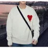 私はパリアミスデザイナーセーターアミスウォータージャンパーフーディー冬の厚いスウェットシャツjacquard a-word red love heart pullover men amiparis ux47