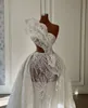 Luxury Mermaid Prom Dresse Sleeveless Bateau Appliciques Sequins Pärlad golvlängd 3D spetsblomma avtagbar tåg Kvällsklänning Brudklänningar plus storlek skräddarsydd gjord