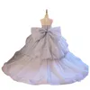 2023 suknia balowa kwiatowe sukienki dla dziewczynek na ślub koronkowa aplikacja naszyjnik dżetów dziecięca sukienka na konkurs piękności zroszony urodziny dziewczyny przyjęcie urodzinowe świąteczne suknie