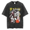 Men's T-Shirts Chainsaw Man Washed Tshirt Anime T Shirt Unisex Streetwear Cotton T-Shirt Power Casual Summer Shirts Pochita Short Sleeve Tops 230413