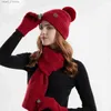 Cappelli Sciarpe Set Autunno Inverno Solido Cappello Sciarpa G Tre pezzi Orecchio Gs Sciarpa Set Uomo Sciarpa Gs Set Donna Sciarpa Cappello Gs per ragazzeL231113