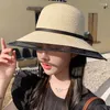 Wide Brim Hats 2023 Korean Fashion Simple Straw Hat Women's Summer Thin Bow Flower Visor Big Eaves Beach Mesh Dome Sun Cap Gorras Para