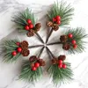 Kerstversiering 10 stuks Mini Simulatie Kerst Grenen Picks Stengels Kunstmatige Dennennaald Berry Plant voor Kerstfeest Home Decor Hangende Hanger 231113