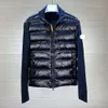 디자이너 여성 다운 및 파카 니트 패널 후드 카디건 다운 재킷 패션 캐주얼 자수 배지 두꺼운 열 자켓