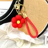 Keychains Cute Strawberry Flower Lanyard Keychain Fruit Keyring Pendant For Women Girls Bag Ornament Car Key Ring Accessories Party Gift