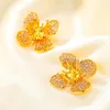 Boucles d'oreilles tendance coréenne en cuivre strass fleur fête d'anniversaire bijoux de luxe accessoires de mode créatifs pour femmes cadeau