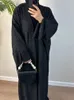 Vêtements ethniques Hiver Ouvert Abaya pour femmes Kimono Musulman Abayas avec poudre brillante Dubaï Automne Kebaya Modeste Islam Tenue Kaftan Hijab