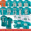 Tua Tagovailoa Football Jerseys Tyreek Hill Jaylen Waddle Dan Marino hommes femmes jeunes enfants vert blanc cousu