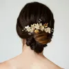 Pinces à cheveux rétro baroque fleur peigne mariée mariage casque couleur or feuille strass perle demoiselle d'honneur accessoires pour femmes diadème