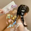 Pinces à cheveux princesse cristal papillon chaîne tressée pour les filles belle perle épingle à cheveux enfants perle gland cravate femmes