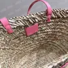 Summer Basket Bucket Bags Designer Handbags Women Straw Raffia Shoulder Bags Pink Brown Beach Baskets Totes Heart Handbag Ce Purse