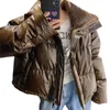 Women's Leather YOLOAgain 2023 Winter Warm Oversized Real Down Coat Women Jacket Ladies Streetwear