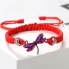 Strand Dragonfly Pingente Pingente Bracelet Mulheres homens pretos Vermelho branco tecido corda Lucky amizade Bangle Jóias Presente