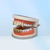 Nowy Hip Hop Custom Fit Grill Sześć pustych otwartych twarzy złota usta Grillz Caps górne dno z silikonowymi zębami wampirów SET8298611