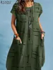 Повседневные платья модные платье с печеночным платьем Zanzea Женская одежда с коротки