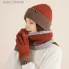 Cappelli Sciarpe Set Inverno Caldo Lavorato A Maglia Gs Cappello Sciarpa Alpaca Protezione Termica per le Orecchie a doppia faccia Uomo Set Tre Pezzi Sciarpa Invernale Per Le DonneL231113