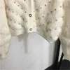 Designer Women Cardigan Sweaters Womens Knitwear Topps French Glittering Studded Diamonds Classic Plush V-Neck Långärmad ulltröja Kvinnor Knitrock