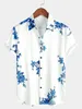Мужские повседневные рубашки на гавайских мужской рубашке летняя пляж. Повседневная 3D -принт подсолнечника