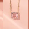 Necklace Earrings Set Trendy Jewelry Crystal Wedding Earring Ring Rose Gold Color Pink Flower For Women Drop Party Wholesale