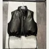 Women's Leather Natural Lambskin Sleeveless Jacket For Women Sheepskin Filled Down Coat H1018